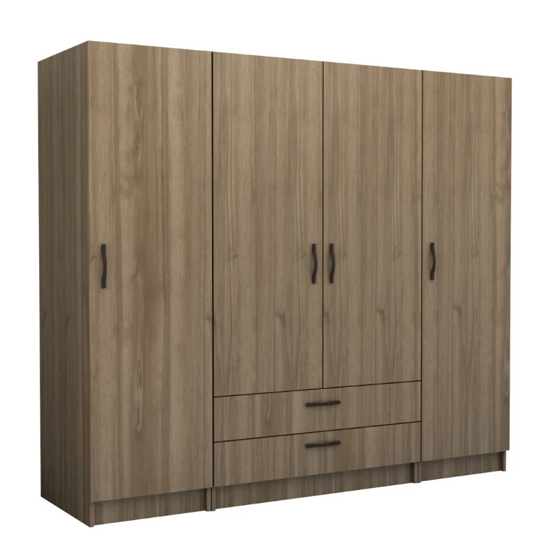 Victoria Megapap four doors melamine wardrobe in walnut color 200x60x181cm.