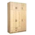 Victoria Megapap three doors melamine wardrobe with cabinet in oak color 150x60x240cm.