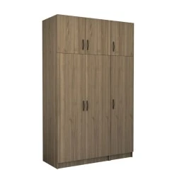 Victoria Megapap three doors melamine wardrobe with cabinet in walnut color 150x60x240cm. Victoria Megapap three doors melamine wardrobe with cabinet in walnut color 150x60x240cm.