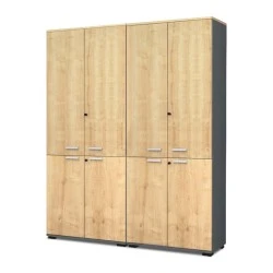 Venturo Megapap melamine office bookcase with doors in athracite - oak color 160x40x200cm. Venturo Megapap melamine office bookcase with doors in athracite - oak color 160x40x200cm.