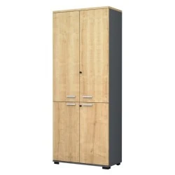 Venturo Megapap melamine office bookcase with doors in athracite - oak color 80x40x200cm. Venturo Megapap melamine office bookcase with doors in athracite - oak color 80x40x200cm.
