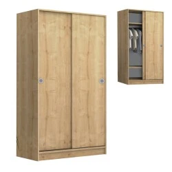 Misra Megapap two-doors sliding melamine wardrobe oak color 94x52x182cm. Misra Megapap two-doors sliding melamine wardrobe oak color 94x52x182cm.