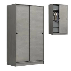 Misra Megapap two-doors sliding melamine wardrobe concrete grey color 94x52x182cm. Misra Megapap two-doors sliding melamine wardrobe concrete grey color 94x52x182cm.