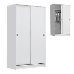 Misra Megapap two-doors sliding melamine wardrobe white color 94x52x182cm. Misra Megapap two-doors sliding melamine wardrobe white color 94x52x182cm.