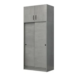 Regio Megapap melamine two slide doors wardrobe in grey concrete color 100x60x240cm. Regio Megapap melamine two slide doors wardrobe in grey concrete color 100x60x240cm.