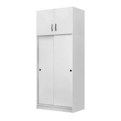 Regio Megapap melamine two slide doors wardrobe in white color 100x60x240cm. Regio Megapap melamine two slide doors wardrobe in white color 100x60x240cm.