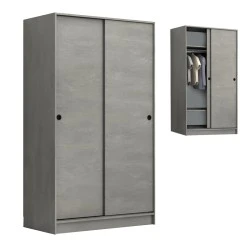 Regio Megapap melamine two slide doors wardrobe in concrete grey color 100x60x181cm. Regio Megapap melamine two slide doors wardrobe in concrete grey color 100x60x181cm.