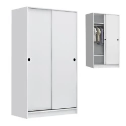 Regio Megapap melamine two slide doors wardrobe in white color 100x60x181cm. Regio Megapap melamine two slide doors wardrobe in white color 100x60x181cm.