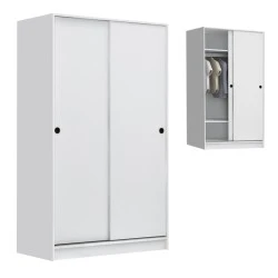 Regio Megapap melamine two slide doors wardrobe in white color 120x60x200cm. Regio Megapap melamine two slide doors wardrobe in white color 120x60x200cm.