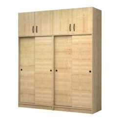 Regio Megapap melamine four slide doors wardrobe in oak color 200x60x240cm. Regio Megapap melamine four slide doors wardrobe in oak color 200x60x240cm.