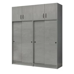 Regio Megapap melamine four slide doors wardrobe in concrete grey color 200x60x240cm. Regio Megapap melamine four slide doors wardrobe in concrete grey color 200x60x240cm.