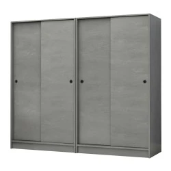 Regio Megapap melamine four slide doors wardrobe in concrete grey color 200x60x181cm. Regio Megapap melamine four slide doors wardrobe in concrete grey color 200x60x181cm.