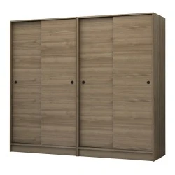 Regio Megapap melamine four slide doors wardrobe in walnut color 200x60x181cm. Regio Megapap melamine four slide doors wardrobe in walnut color 200x60x181cm.