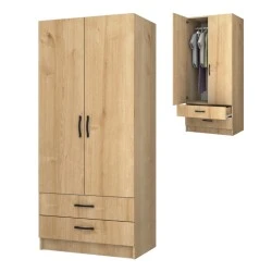 Ricardo Megapap two doors melamine wardrobe in oak color 80x51,8x181cm.