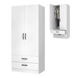 Ricardo Megapap two doors melamine wardrobe in white color 80x51,8x181cm. Ricardo Megapap two doors melamine wardrobe in white color 80x51,8x181cm.