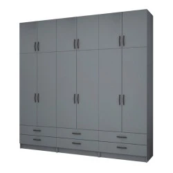 Ricardo Megapap six doors melamine wardrobe with cabinet in anthracite color 240x51,8x240cm. Ricardo Megapap six doors melamine wardrobe with cabinet in anthracite color 240x51,8x240cm.