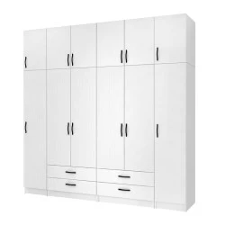 Ricardo Megapap six doors melamine wardrobe with cabinet in white color 240x51,8x240cm. Ricardo Megapap six doors melamine wardrobe with cabinet in white color 240x51,8x240cm.