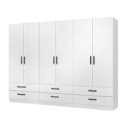 Ricardo Megapap six doors melamine wardrobe in white color 240x51,8x181cm. Ricardo Megapap six doors melamine wardrobe in white color 240x51,8x181cm.