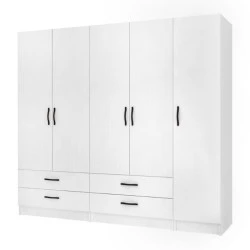 Ricardo Megapap five doors melamine wardrobe in white color 200x51,8x181cm. Ricardo Megapap five doors melamine wardrobe in white color 200x51,8x181cm.