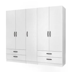 Ricardo Megapap five doors melamine wardrobe in white color 200x51,8x181cm. Ricardo Megapap five doors melamine wardrobe in white color 200x51,8x181cm.
