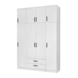 Ricardo Megapap four doors melamine wardrobe with cabinet in white color 160x51,8x240cm. Ricardo Megapap four doors melamine wardrobe with cabinet in white color 160x51,8x240cm.