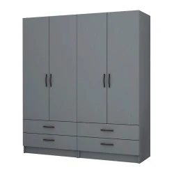 Ricardo Megapap four doors melamine wardrobe in anthracite color 160x51,8x181cm. Ricardo Megapap four doors melamine wardrobe in anthracite color 160x51,8x181cm.