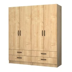 Ricardo Megapap four doors melamine wardrobe in oak color 160x51,8x181cm. Ricardo Megapap four doors melamine wardrobe in oak color 160x51,8x181cm.