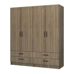 Ricardo Megapap four doors melamine wardrobe in walnut color 160x51,8x181cm. Ricardo Megapap four doors melamine wardrobe in walnut color 160x51,8x181cm.