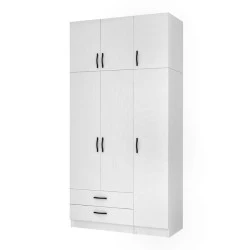 Ricardo Megapap three doors melamine wardrobe with cabinet in white color 120x51,8x240cm. Ricardo Megapap three doors melamine wardrobe with cabinet in white color 120x51,8x240cm.