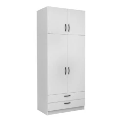 Victoria Megapap two doors melamine wardrobe with cabinet in white color 100x60x240cm. Victoria Megapap two doors melamine wardrobe with cabinet in white color 100x60x240cm.