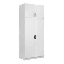 Victoria Megapap two doors melamine wardrobe with cabinet in white color 100x60x240cm. Victoria Megapap two doors melamine wardrobe with cabinet in white color 100x60x240cm.