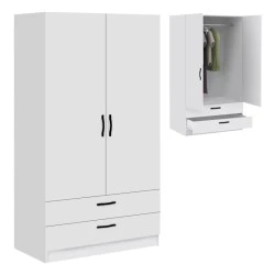 Victoria Megapap two doors melamine wardrobe with drawers in white color 100x60x181cm. Victoria Megapap two doors melamine wardrobe with drawers in white color 100x60x181cm.