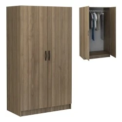 Victoria Megapap two doors melamine wardrobe in walnut color 100x60x181cm. Victoria Megapap two doors melamine wardrobe in walnut color 100x60x181cm.