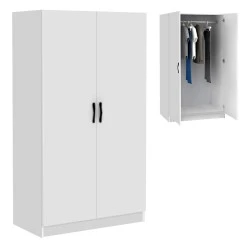 Victoria Megapap two doors melamine wardrobe in white color 100x60x181cm. Victoria Megapap two doors melamine wardrobe in white color 100x60x181cm.