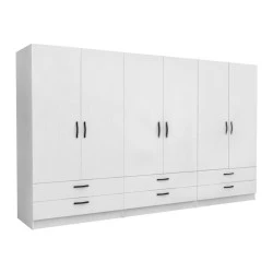 Victoria Megapap six doors melamine wardrobe in white color 300x60x181cm. Victoria Megapap six doors melamine wardrobe in white color 300x60x181cm.