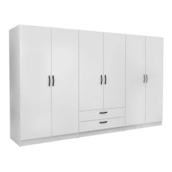 Victoria Megapap six doors melamine wardrobe in white color 300x60x181cm. Victoria Megapap six doors melamine wardrobe in white color 300x60x181cm.
