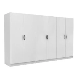 Victoria Megapap six doors melamine wardrobe in white color 300x60x181cm. Victoria Megapap six doors melamine wardrobe in white color 300x60x181cm.