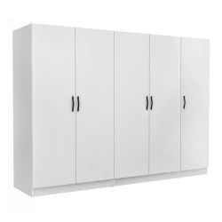 Ντουλάπα ρούχων Victoria Megapap πεντάφυλλη χρώμα λευκό 250x60x181εκ.