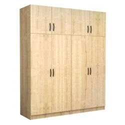 Victoria Megapap four doors melamine wardrobe with cabinet in oak color 200x60x240cm. Victoria Megapap four doors melamine wardrobe with cabinet in oak color 200x60x240cm.