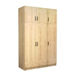 Victoria Megapap three doors melamine wardrobe with cabinet in oak color 150x60x240cm. Victoria Megapap three doors melamine wardrobe with cabinet in oak color 150x60x240cm.
