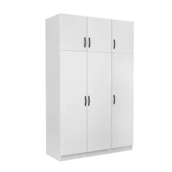 Victoria Megapap three doors melamine wardrobe with cabinet in white color 150x60x240cm. Victoria Megapap three doors melamine wardrobe with cabinet in white color 150x60x240cm.