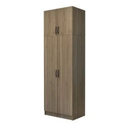 Vivian Megapap two doors melamine wardrobe with cabinet in walnut color 80x51.8x240cm. Vivian Megapap two doors melamine wardrobe with cabinet in walnut color 80x51.8x240cm.