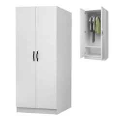 Vivian Megapap two doors melamine wardrobe in white color 80x51,8x181cm. Vivian Megapap two doors melamine wardrobe in white color 80x51,8x181cm.