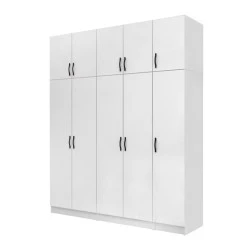 Vivian Megapap five doors melamine wardrobe with cabinet in white color 200x51.8x240cm. Vivian Megapap five doors melamine wardrobe with cabinet in white color 200x51.8x240cm.
