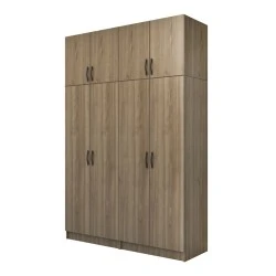 Vivian Megapap four doors melamine wardrobe with cabinet in walnut color 160x51.8x240cm. Vivian Megapap four doors melamine wardrobe with cabinet in walnut color 160x51.8x240cm.