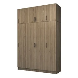 Vivian Megapap four doors melamine wardrobe with cabinet in walnut color 160x51,8x240cm. Vivian Megapap four doors melamine wardrobe with cabinet in walnut color 160x51,8x240cm.