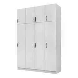Vivian Megapap four doors melamine wardrobe with cabinet in white color 160x51,8x240cm. Vivian Megapap four doors melamine wardrobe with cabinet in white color 160x51,8x240cm.