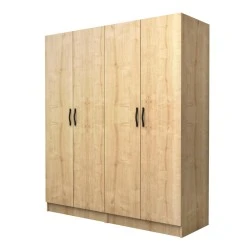 Vivian Megapap four doors melamine wardrobe in oak color 160x51.8x181cm. Vivian Megapap four doors melamine wardrobe in oak color 160x51.8x181cm.