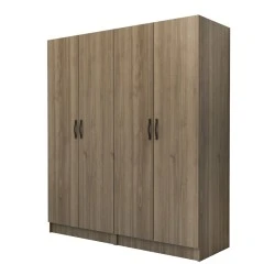 Vivian Megapap four doors melamine wardrobe in walnut color 160x51.8x181cm. Vivian Megapap four doors melamine wardrobe in walnut color 160x51.8x181cm.