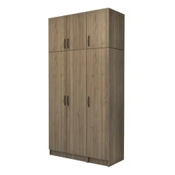 Vivian Megapap three doors melamine wardrobe with cabinet in walnut color 120x51.8x240cm. Vivian Megapap three doors melamine wardrobe with cabinet in walnut color 120x51.8x240cm.